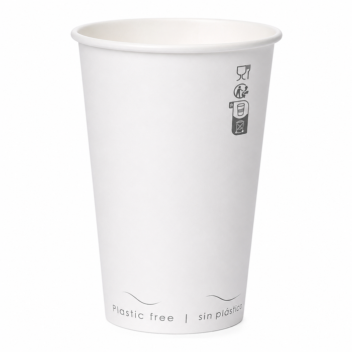 Bicchiere cartone bianco Eden plastic-free (PAP20) - 120 ml - Ø 6,2 cm - H 6,2 cm - 50 pezzi