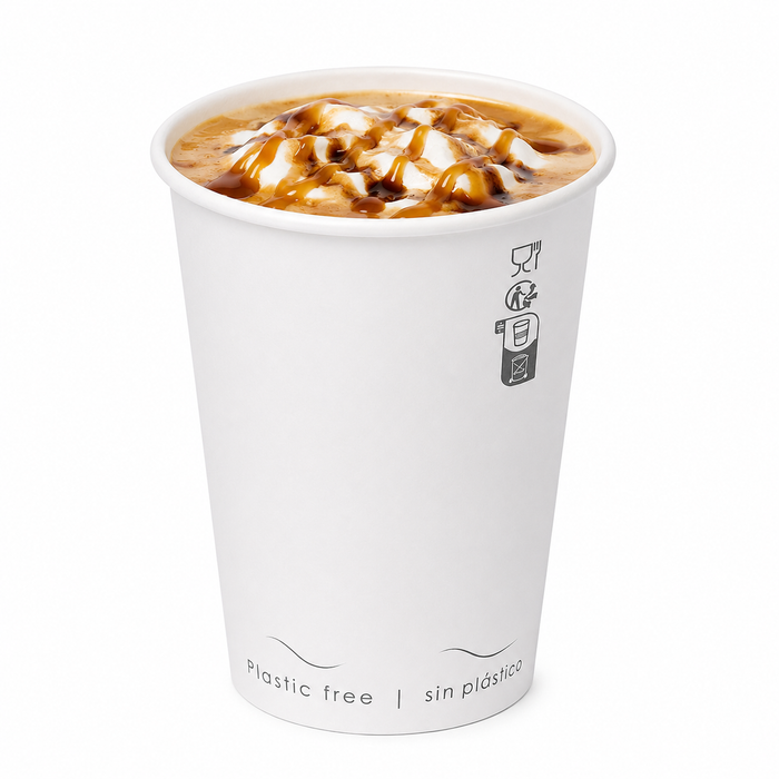 Bicchiere cartone bianco Eden plastic-free (PAP20) - 120 ml - Ø 6,2 cm - H 6,2 cm - 50 pezzi