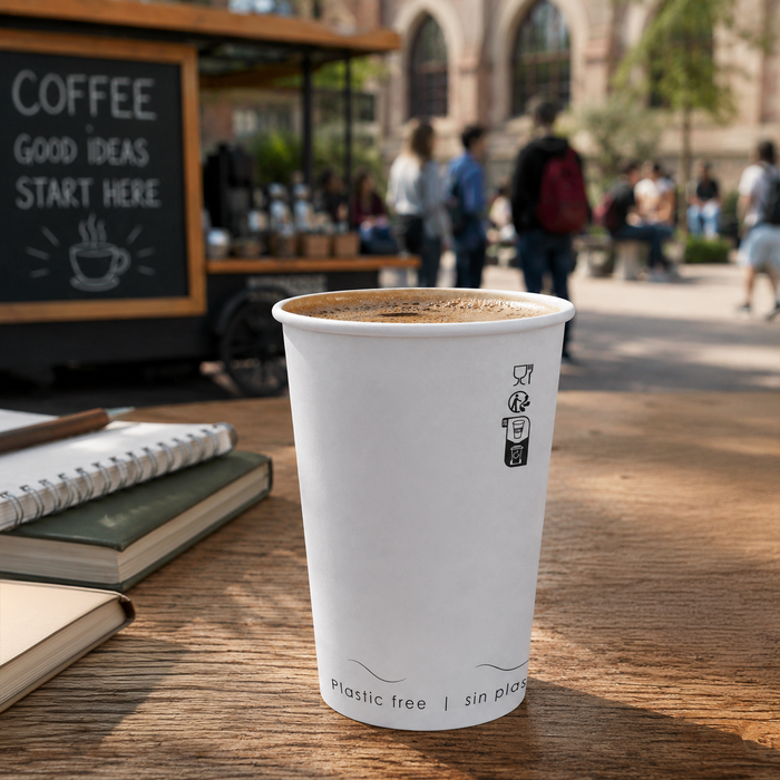 Bicchiere cartone bianco Eden plastic-free (PAP20) - 180 ml - Ø 7,4 cm - H 7,9 cm - 50 pezzi