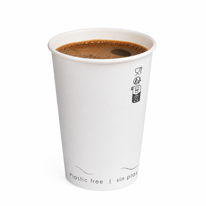 Bicchiere cartone bianco Eden plastic-free (PAP20) - 180 ml - Ø 7,4 cm - H 7,9 cm - 50 pezzi
