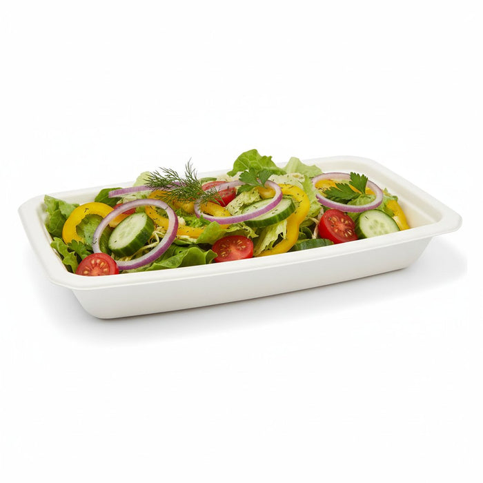 vaschetta sigillabile in polpa di canna da zucchero 1/ - 1700 ml - 32,5 cm x 17,2 cm x 4,8 cm - 90 pezzi