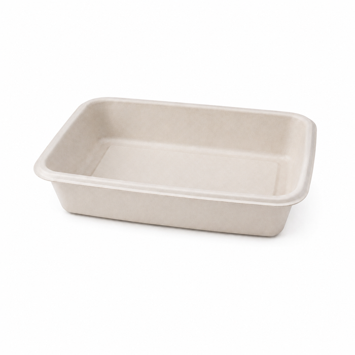 Vaschetta sigillabile in polpa di canna da zucchero 1/ - 1450 ml - 26,5 cm x 16 cm x 5,5 cm - 100 pezzi
