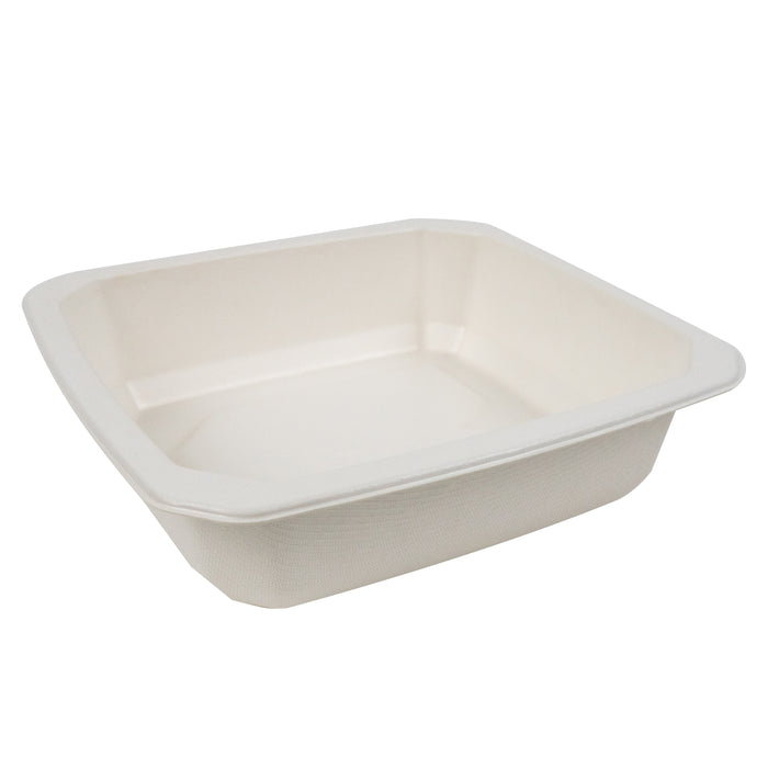 Vaschetta sigillabile in polpa di canna da zucchero 1/ - 850 ml - 17,6 cm x 16,2 cm x 4,5 cm - 100 pezzi
