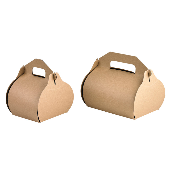 Scatola da pasticceria in cartone kraft con manici - 11 cm x 10 cm x 15,3 cm - 50 pezzi