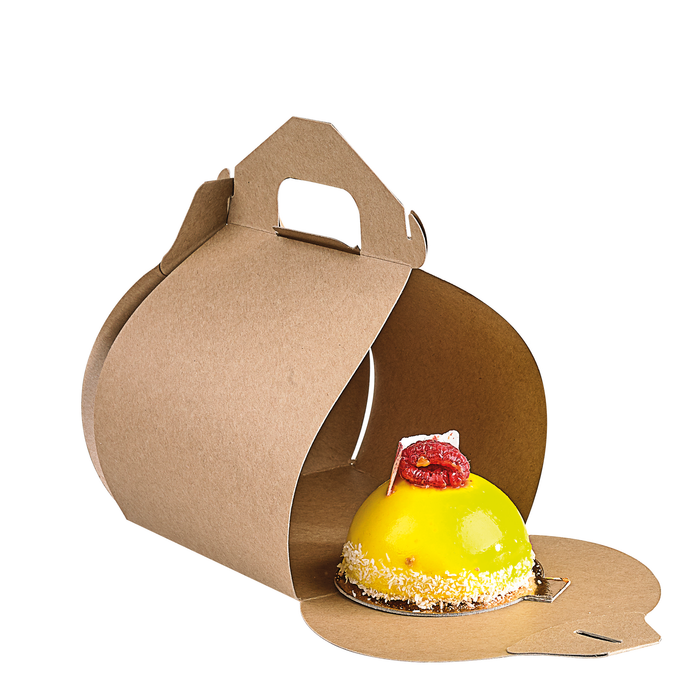 Scatola da pasticceria in cartone kraft con manici 110x100mm H153mm