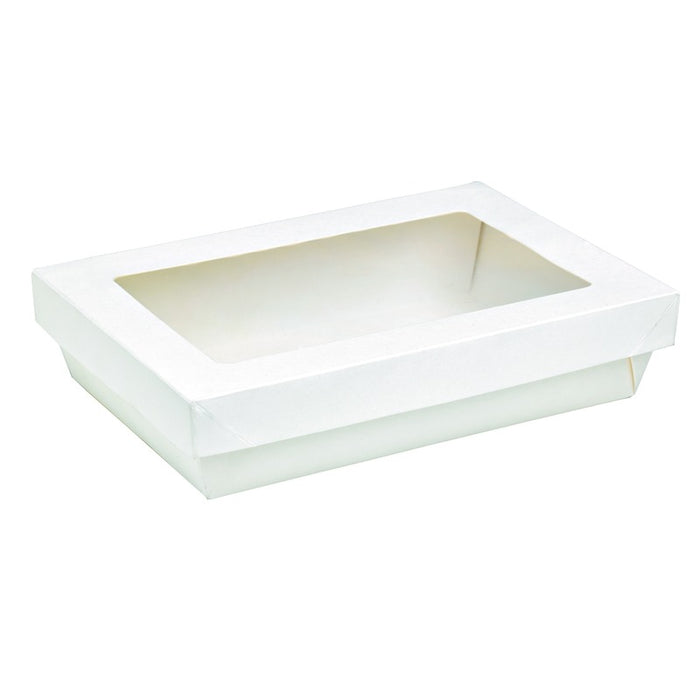 Scatola "Kray" in cartone bianco con coperchio a finestra 225x155mm H50mm 1500ml