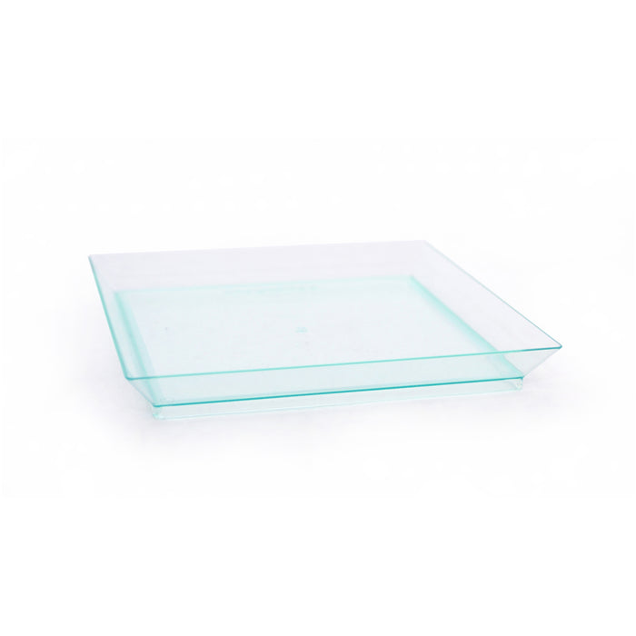 Vassoio "Klarity" riutilizzabile in plastica verde trasparente - 13 cm x 13 cm - 50 pezzi