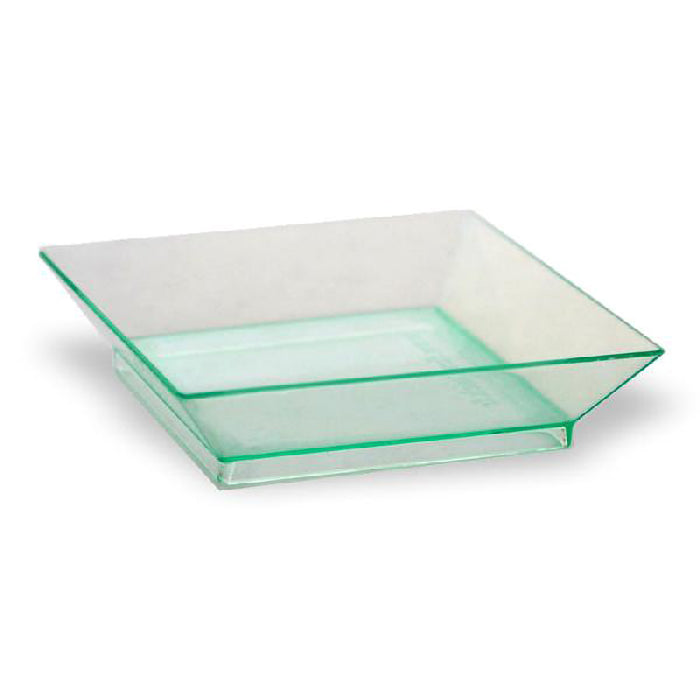 Piatto da assaggi "Klarity" riutilizzabile verde trasparente - 6,5 cm x 6,5 cm - 50 pezzi