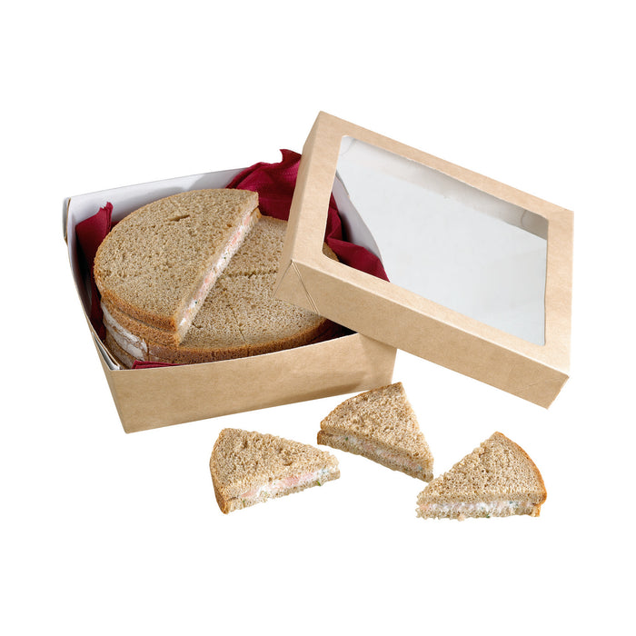 Scatola "Kray" in cartone kraft con coperchio a finestra - 950 ml - 15,5 cm x 15,5 cm x 5 cm - 25 pezzi