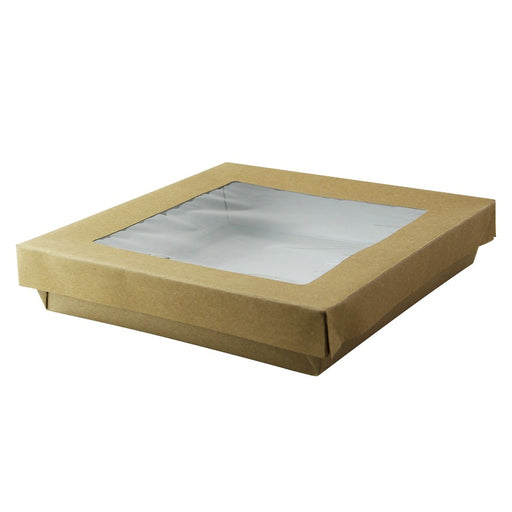 Scatola "Kray" in cartone kraft con coperchio a finestra 205x205mm H40mm 1000ml