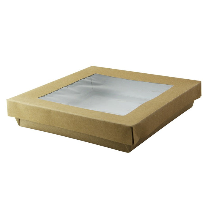 Scatola "Kray" in cartone kraft con coperchio a finestra 205x205mm H40mm 1000ml