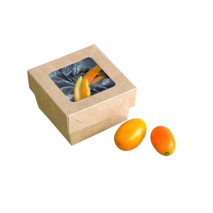 Scatola "Kray" in cartone kraft con coperchio a finestra 85x85mm H40mm 200ml