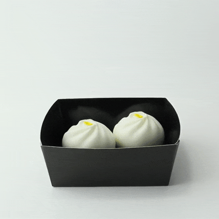 Scatola "Kray" in cartone nero con coperchio a finestra, per cottura in forno 135x135mm H50mm 700ml