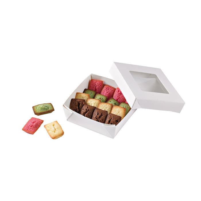Scatola "Kray" in cartone bianco con coperchio a finestra - 350 ml - 11,5 cm x 11,5 cm x 4 cm - 25 pezzi