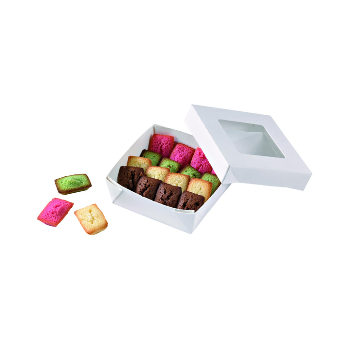 Scatola "Kray" in cartone bianco con coperchio a finestra - 350 ml - 11,5 cm x 11,5 cm x 4 cm - 25 pezzi