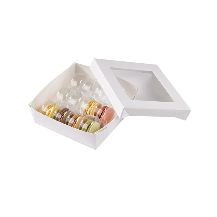 Scatola "Kray" in cartone bianco con coperchio a finestra - 950 ml - 15,5 cm x 15,5 cm x 5 cm - 25 pezzi