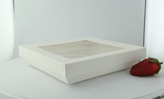 Scatola "Kray" in cartone bianco con coperchio a finestra 205x205mm H40mm 1450ml