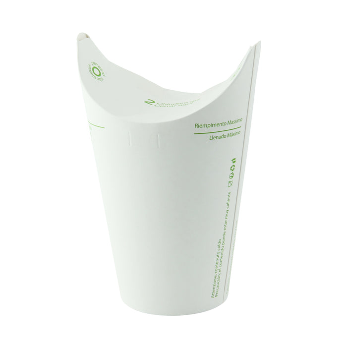 Bicchiere in cartone con coperchio pieghevole integrato (PAP1) - 375 ml - Ø 10,8 cm - H 10,5 cm - 25 pezzi