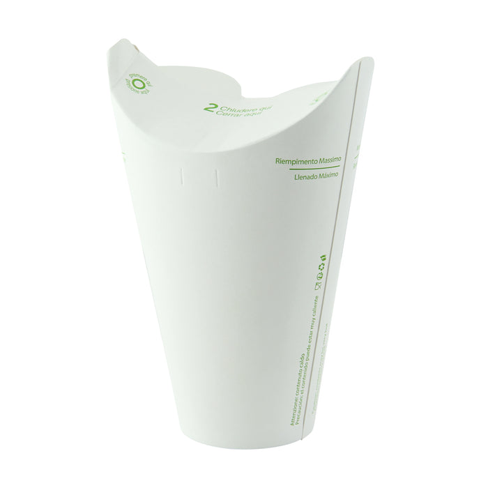 Bicchiere in cartone con coperchio pieghevole integrato (PAP1) - 500 ml - Ø 11,6 cm - H 12,6 cm - 25 pezzi