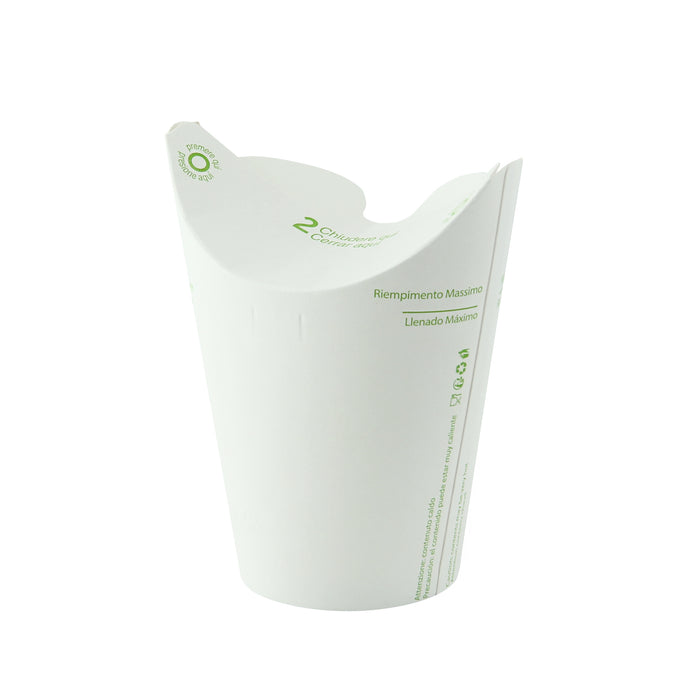 Bicchiere in cartone con coperchio pieghevole integrato (PAP1) - 250 ml - Ø 10,2 cm - H 8,1 cm - 25 pezzi