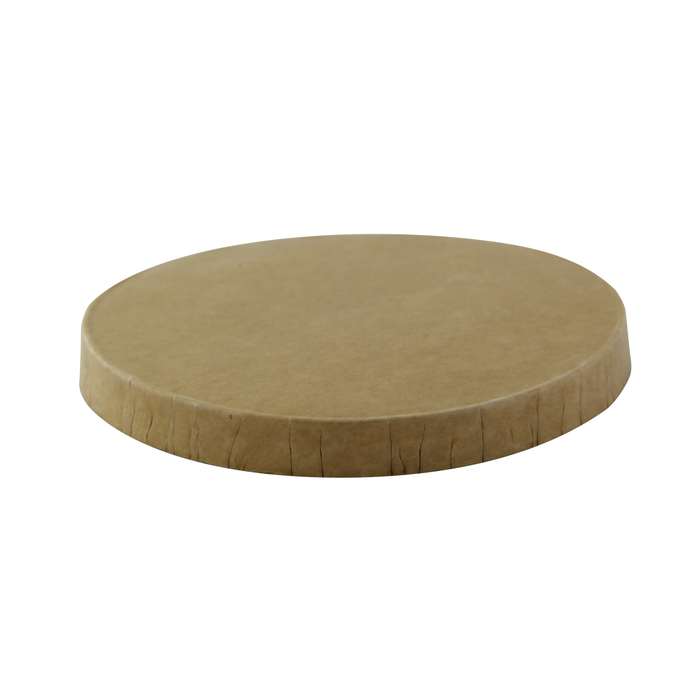 Tapa plana de cartón kraft marrón sin plástico, Base agua Ø74mm - 50Uds