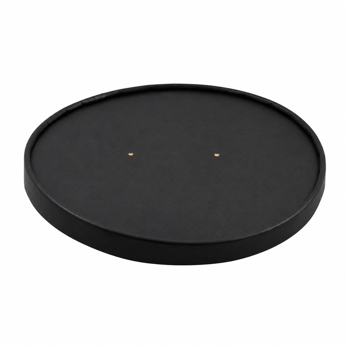 Coperchio in cartone nero per alimenti caldi e freddi con fori per il vapore (C/PAP 81) - Ø 18,5 cm - H 1,6 cm - 45 pezzi