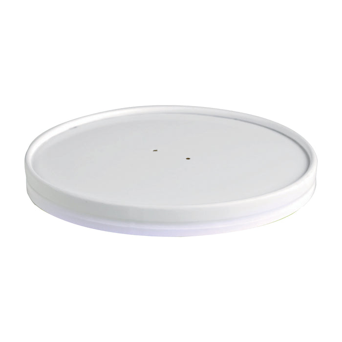 Coperchio in cartone bianco per alimenti caldi e freddi con fori per il vapore (C/PAP 81) - Ø 18,5 cm - H 1,6 cm - 45 pezzi