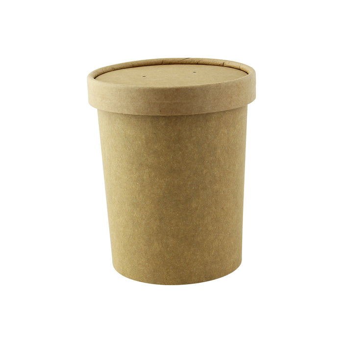 Coperchio in cartone kraft per alimenti caldi e freddi con fori per il vapore (C/PAP 81) - Ø 9,8 cm - H 1,5 cm - 50 pezzi