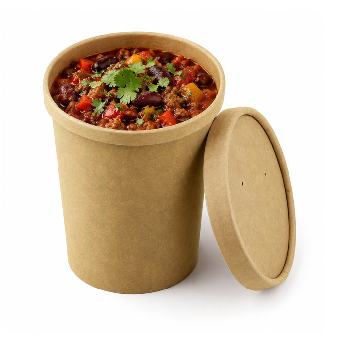 Coperchio in cartone kraft per alimenti caldi e freddi con fori per il vapore (C/PAP 81) - Ø 9,8 cm - H 1,5 cm - 50 pezzi