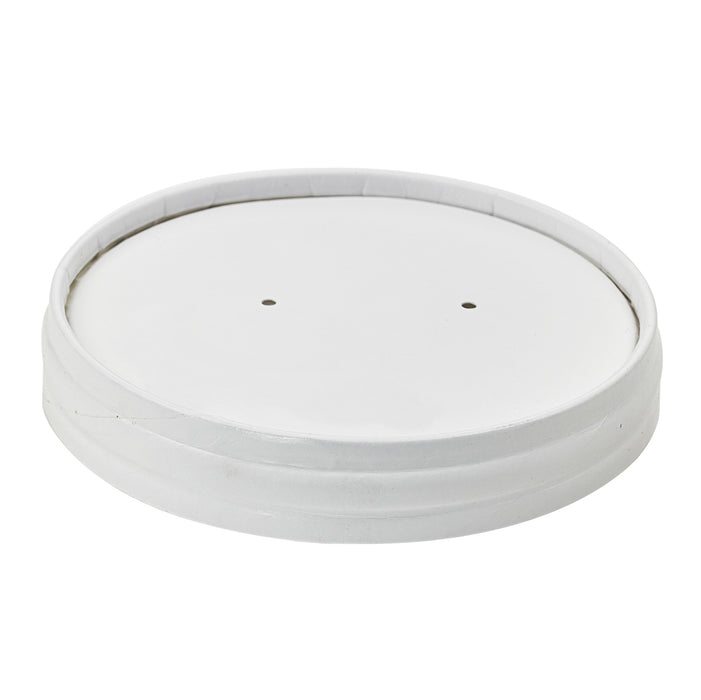 Coperchio in cartone bianco per alimenti caldi e freddi con fori per il vapore (C/PAP 81) - Ø 9,7 cm - H 1,5 cm - 50 pezzi