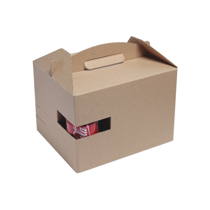 Scatola in cartone ondulato "LunchNGo" con manico - 30 cm x 20 cm x 17,5 cm - 25 pezzi