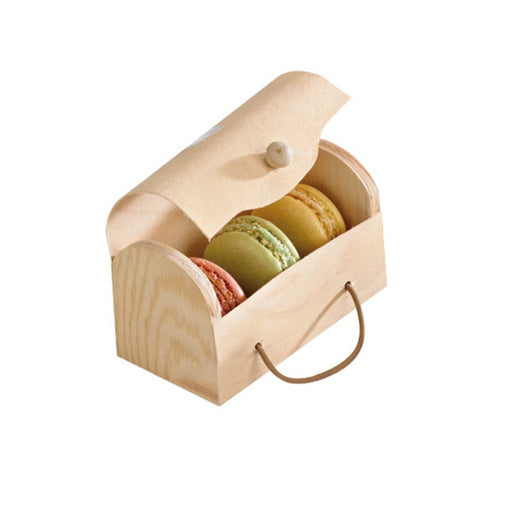 Scatola mini in legno per 3 macarons 110x80mm H55mm