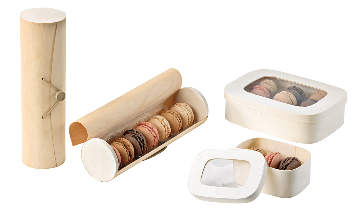 Scatola in legno cilindrica per 7 macarons - Ø 6,5 cm - H 23 cm - 50 pezzi
