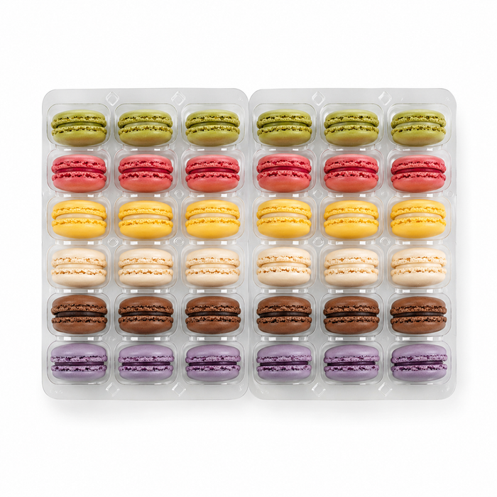 Inserto in PET trasparente per 48 macarons (6x8) con chiusura clip - 35,6 cm x 25,5 cm x 2,4 cm - 100 pezzi