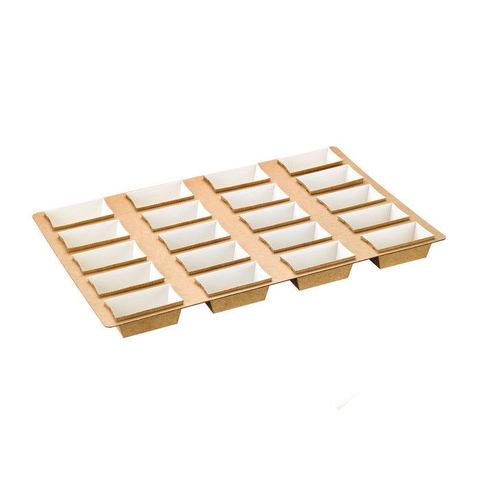 Teglia da forno rettangolare in cartone microflute con 20 stampi - 360 cm x 560 cm - 25 pezzi