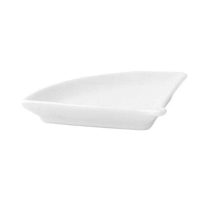 Piattino a ventaglio in porcellana bianca - 10 cm x 7,6 cm x 1,4 cm - 4 pezzi