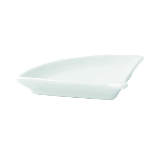 Piattino a ventaglio in porcellana bianca 100x76mm H14mm