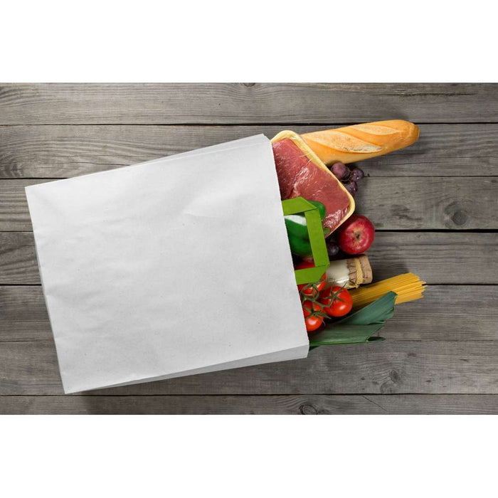 Shopper in carta bianca riciclata - 20 cm x 10 cm x 28 cm - 250 pezzi