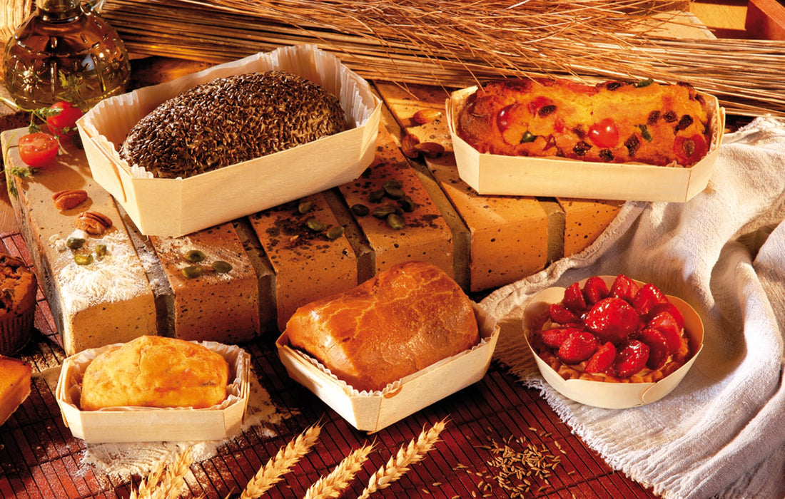 Stampo da forno in legno con pirottino in carta - 600 ml - 18,6 cm x 11,5 cm x 3,9 cm - 20 pezzi