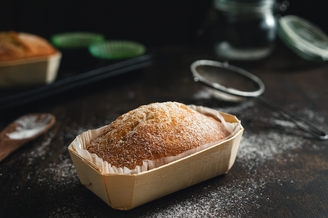 Stampo da forno in legno con pirottino in carta - 150 ml - 11,5 cm x 6,5 cm x 3,3 cm - 25 pezzi