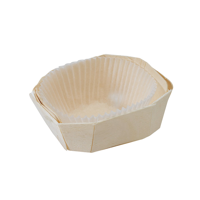 Stampo da forno in legno con pirottino in carta - 120 ml - 10 cm x 7 cm x 3,7 cm - 30 pezzi