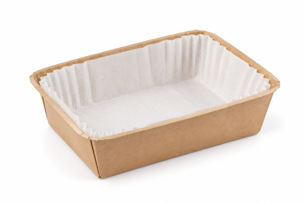 Stampo da forno in legno con pirottino in carta - 300 ml - 12 cm x 9 cm x 4 cm - 20 pezzi