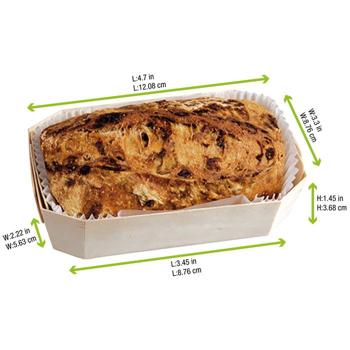 Stampo da forno in legno con pirottino in carta - 300 ml - 12 cm x 9 cm x 4 cm - 20 pezzi