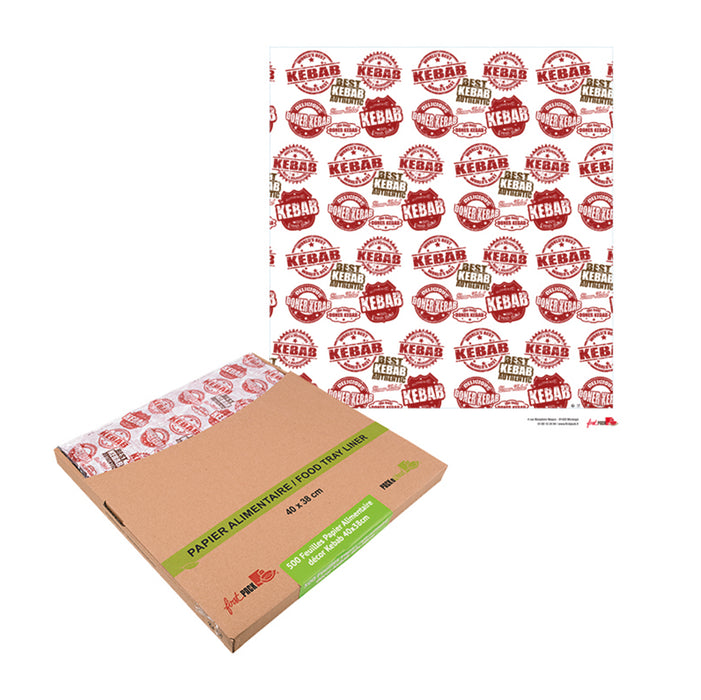 Carta bianca con decorazione kebab, in scatola dispenser - 40 cm x 38 cm - 500 pezzi
