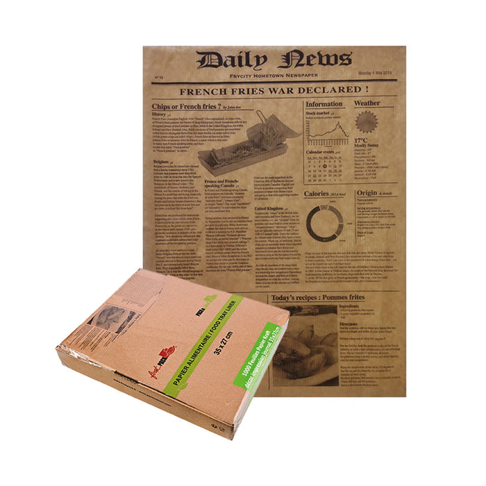 Carta kraft scuro con decorazione stampa di giornale, in scatola dispenser - 35 cm x 27 cm - 1000 pezzi