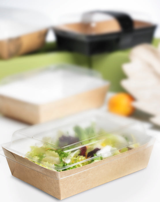 Coperchio in PET per contenitore da pollo (PAP21) - 22,5 cm x 18 cm x 3,7 cm - 20 pezzi