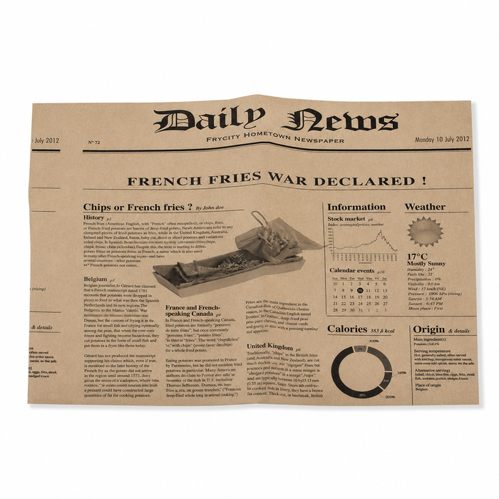 Carta kraft scuro con decorazione stampa di giornale, in scatola dispenser - 38 cm x 40 cm - 500 pezzi