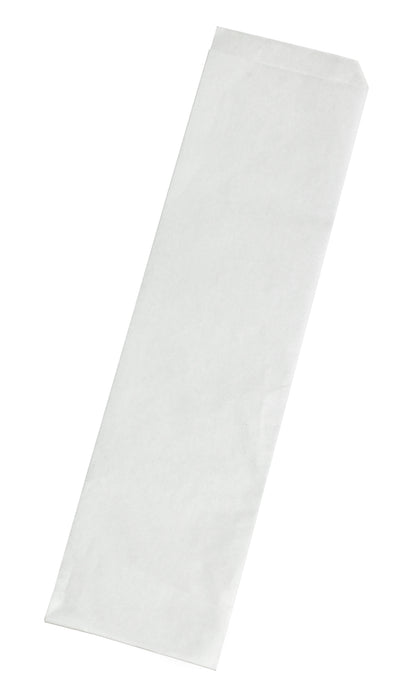 Sacchetto bianco antigrasso in carta bianco aperto su due lati (PAP22) - 34 cm x 8,5 cm - 1000 pezzi