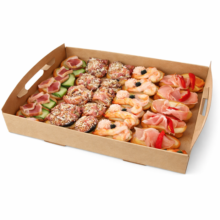 Vassoio in cartone kraft con maniglie (PAP20) - 31 cm x 31 cm x 4,2 cm - 50 pezzi