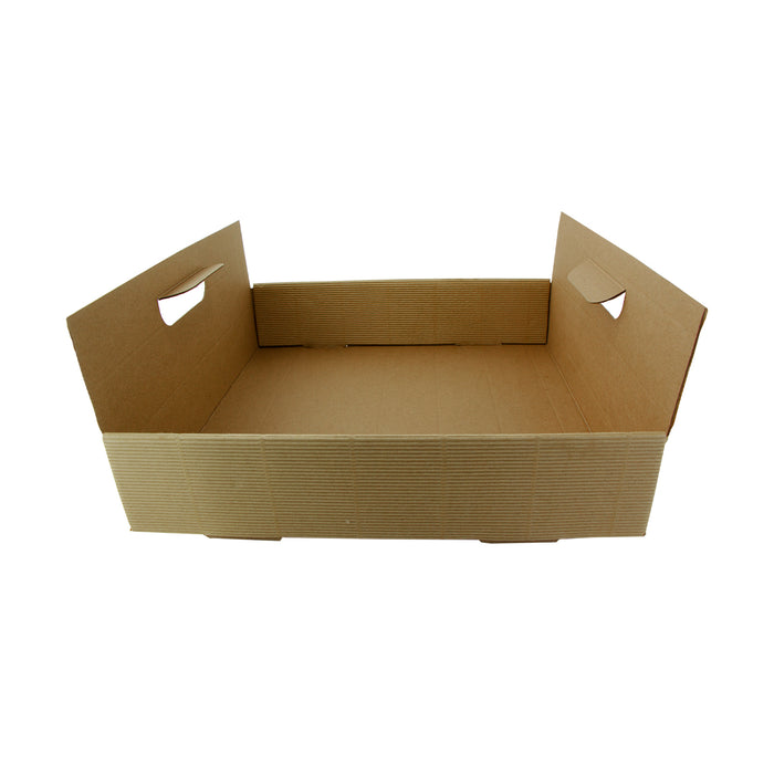 Vassoio in cartone kraft con maniglie (PAP20) - 32 cm x 32 cm x 7,4 cm - 50 pezzi